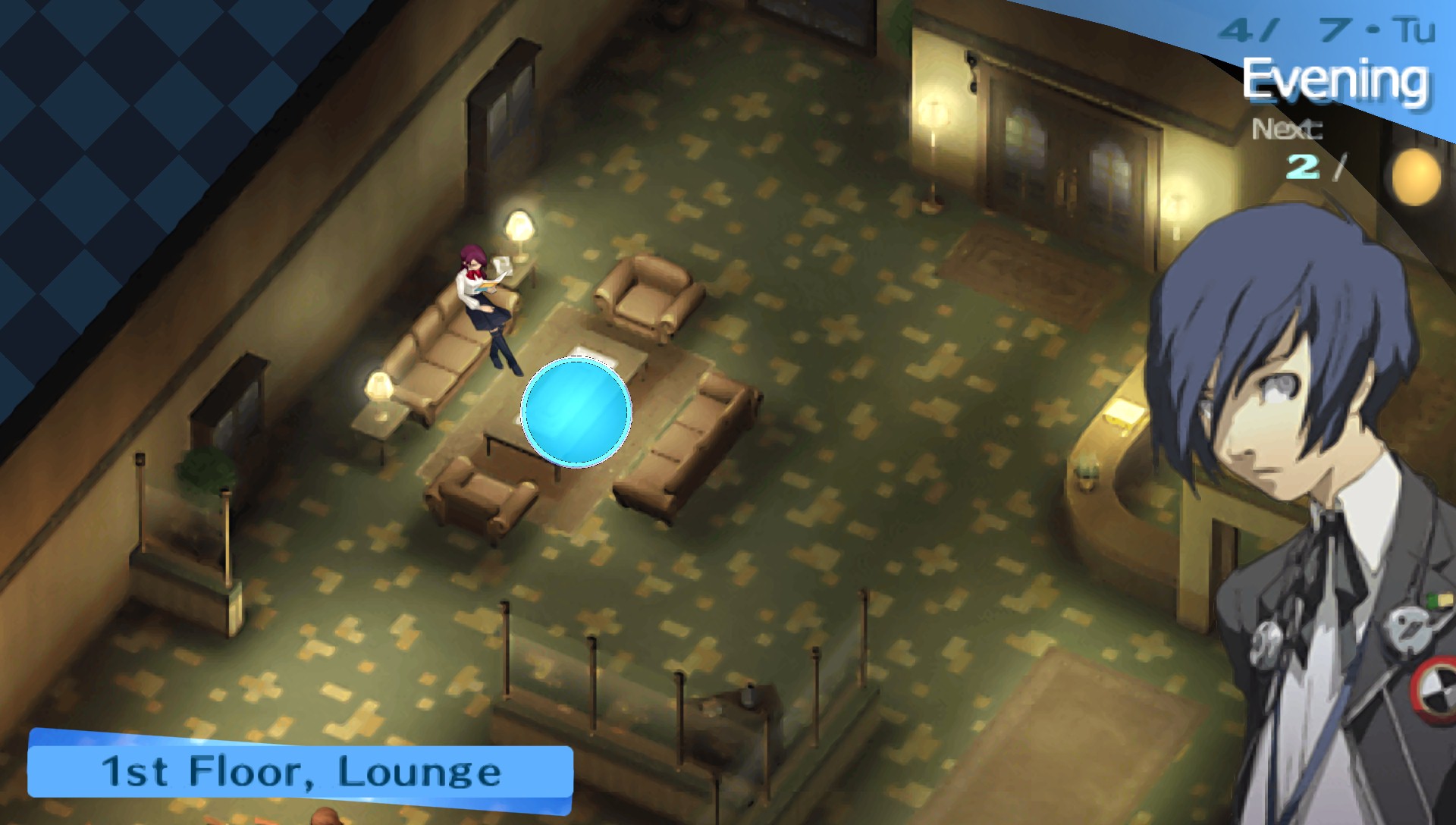 Persona 3 Portable running in PPSSPP, the kind of title you can play after install